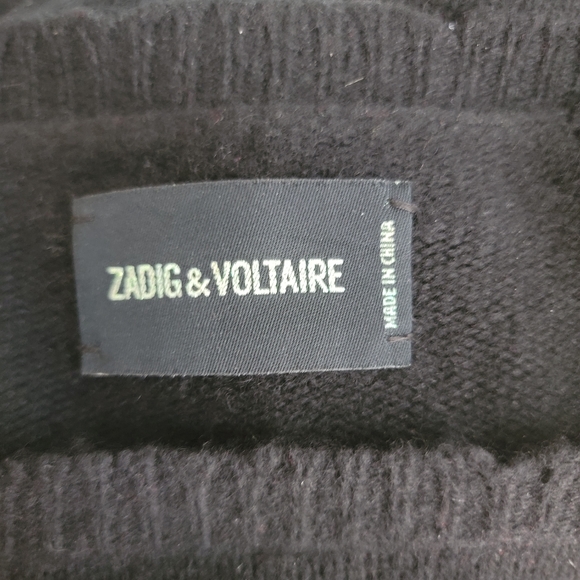 Zadig and voltaire Sz S Reglis Bis Rock & Roll Cashmere Sweater Black - Picture 8 of 11